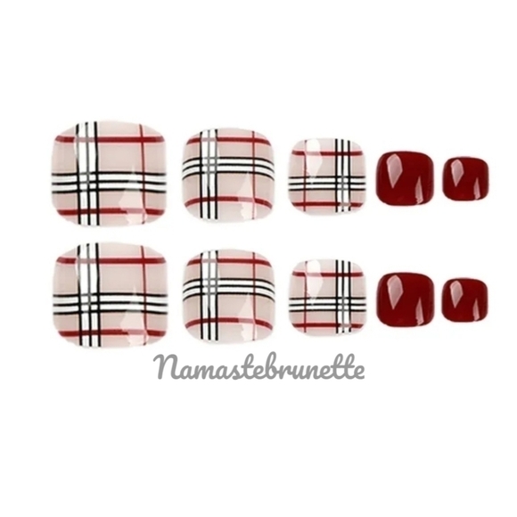 2/$16 Plaid Press On Toenails - Picture 8 of 17